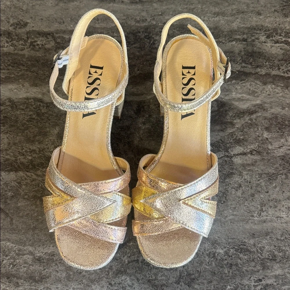 Esska Cleo Gold Heeled Sandals. 36 NEW NO BOX